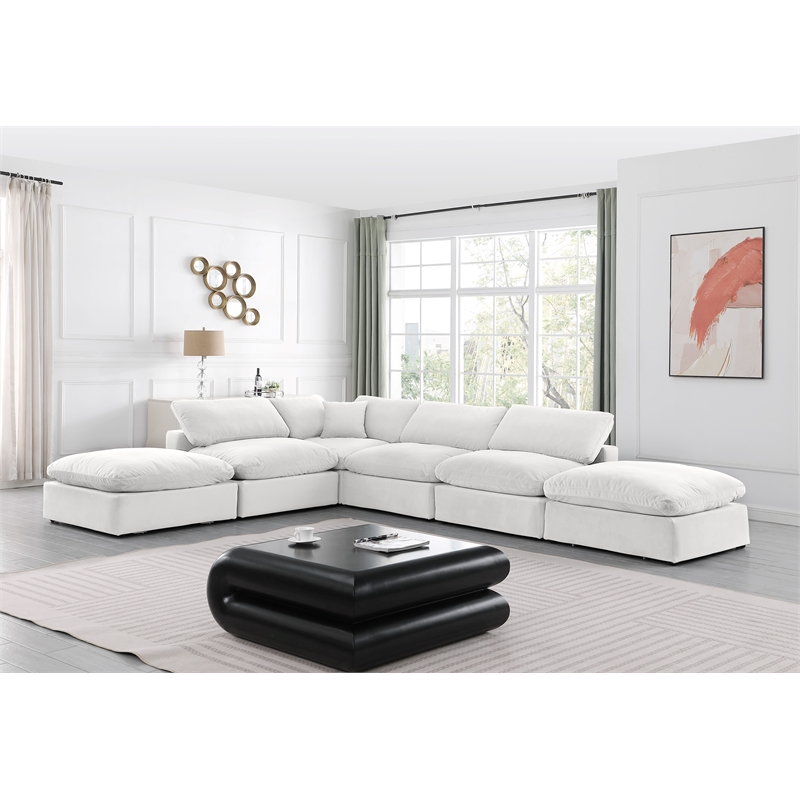 Meridian Furniture Comfy Cream Velvet 6-Pc. Modular Sectional