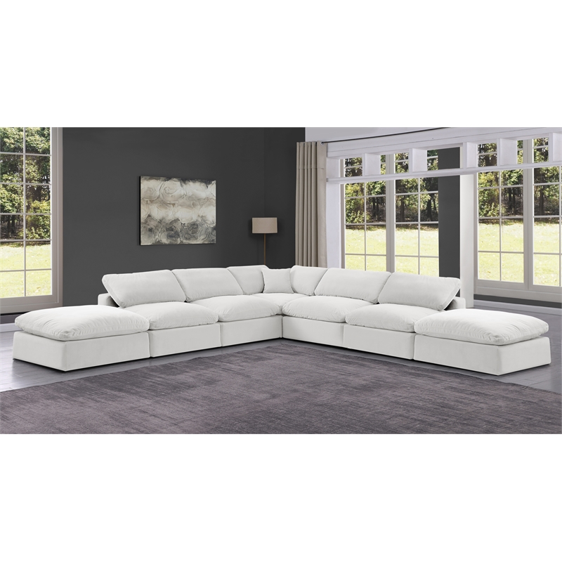 Meridian Furniture Comfy Cream Velvet 7-Pc. Modular Sectional