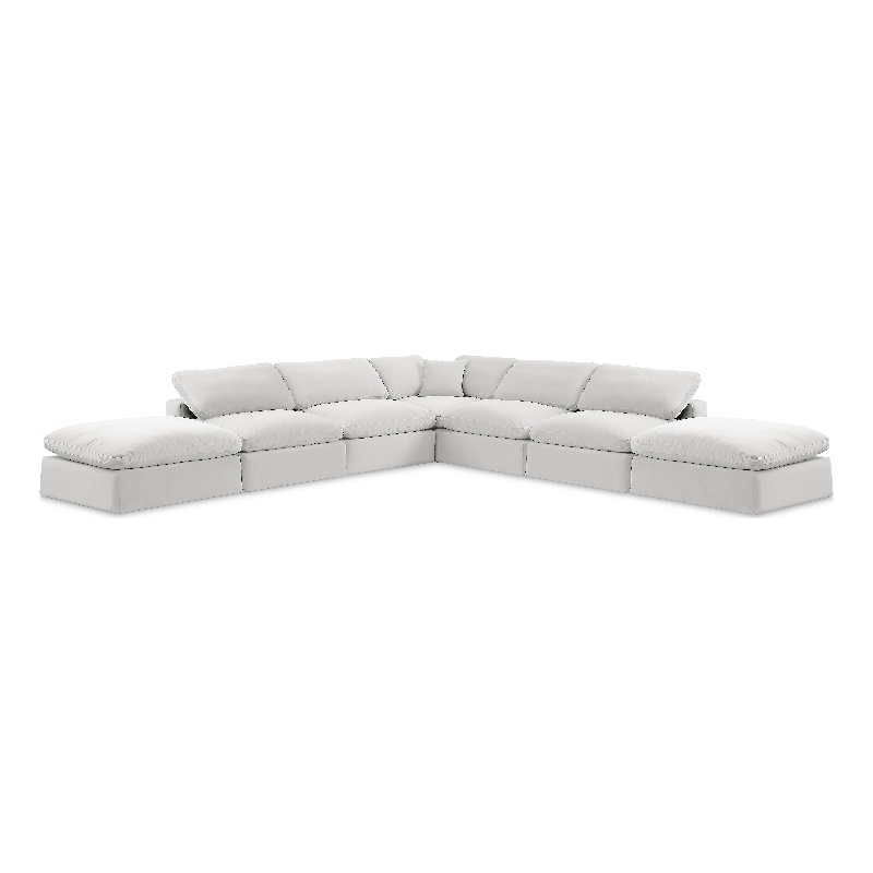 Meridian Furniture Comfy Cream Velvet 7-Pc. Modular Sectional