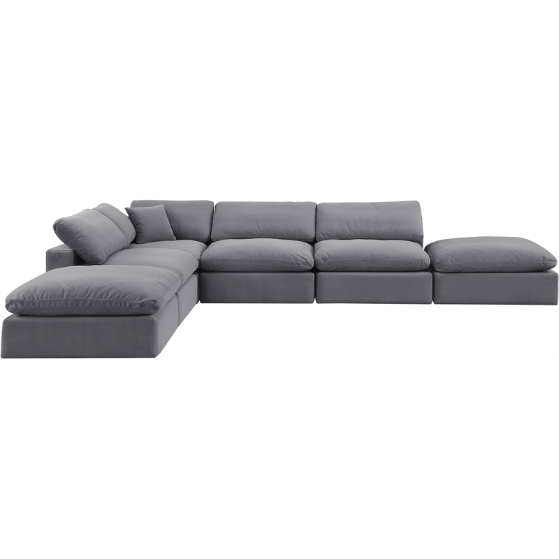 Meridian Furniture Comfy Grey Velvet 6-Pc. Modular Sectional