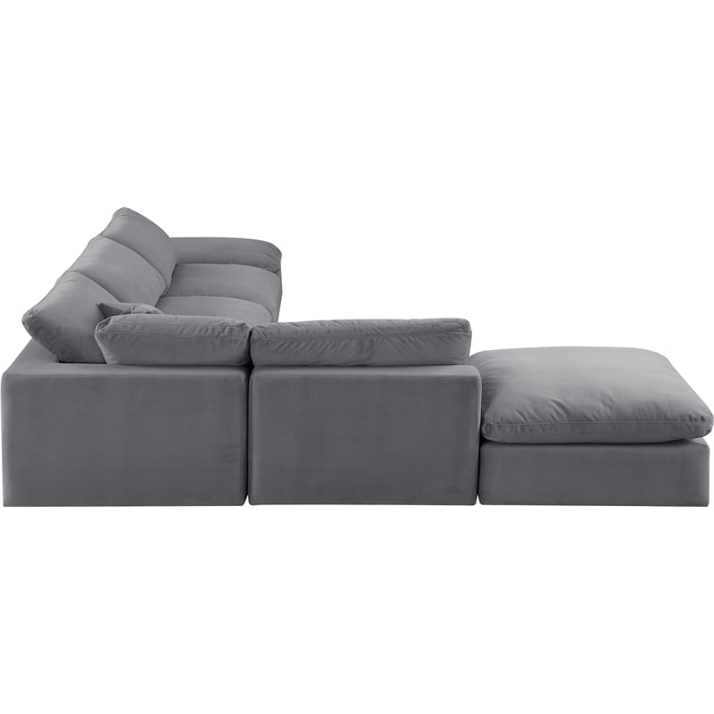 Meridian Furniture Comfy Grey Velvet 6-Pc. Modular Sectional