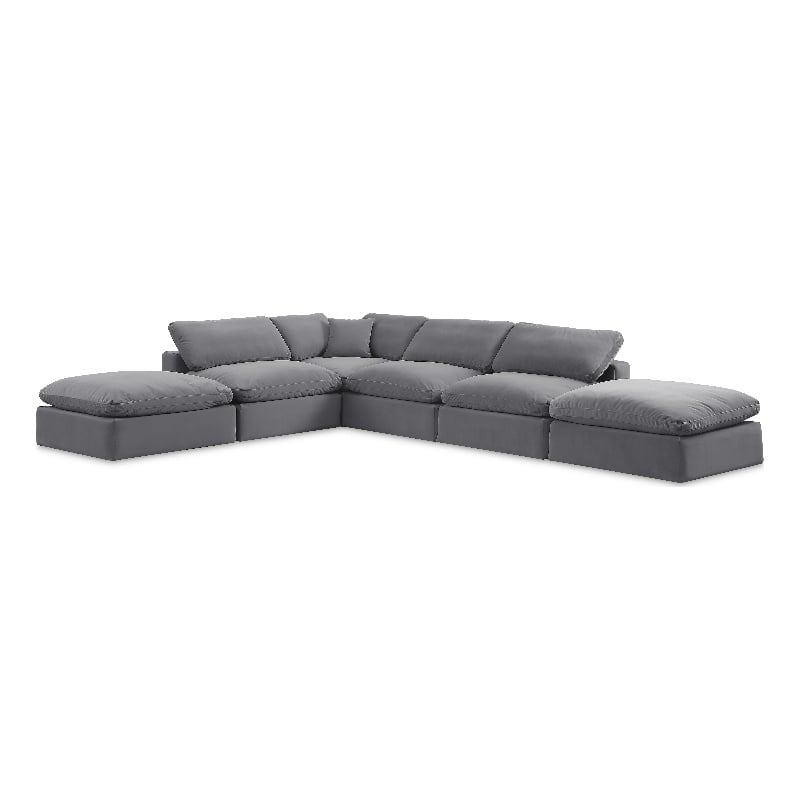Meridian Furniture Comfy Grey Velvet 6-Pc. Modular Sectional