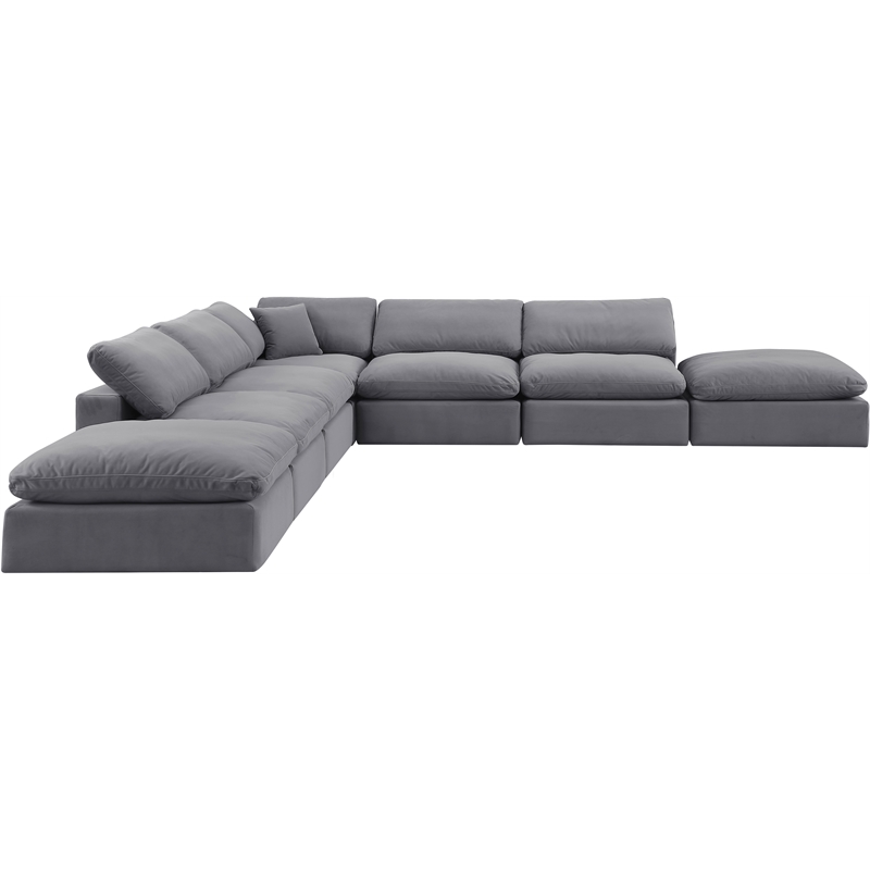 Meridian Furniture Comfy Grey Velvet 7-Pc. Modular Sectional