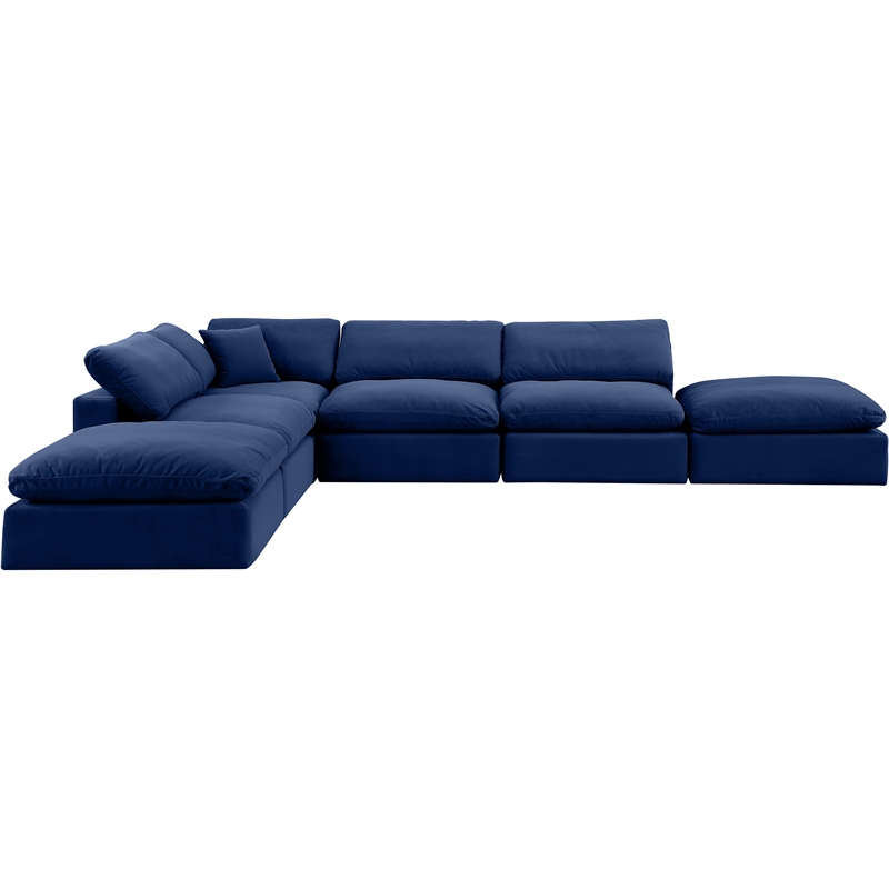 Meridian Furniture Comfy Navy Velvet 6-Pc. Modular Sectional