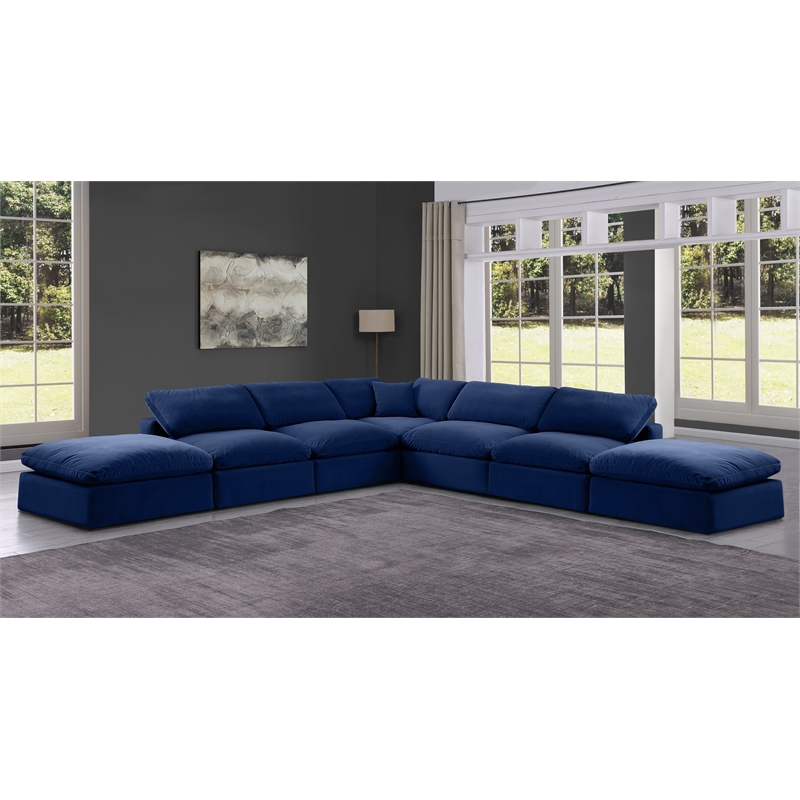 Meridian Furniture Comfy Navy Velvet 7-Pc. Modular Sectional