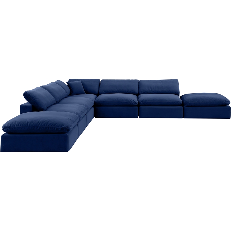 Meridian Furniture Comfy Navy Velvet 7-Pc. Modular Sectional