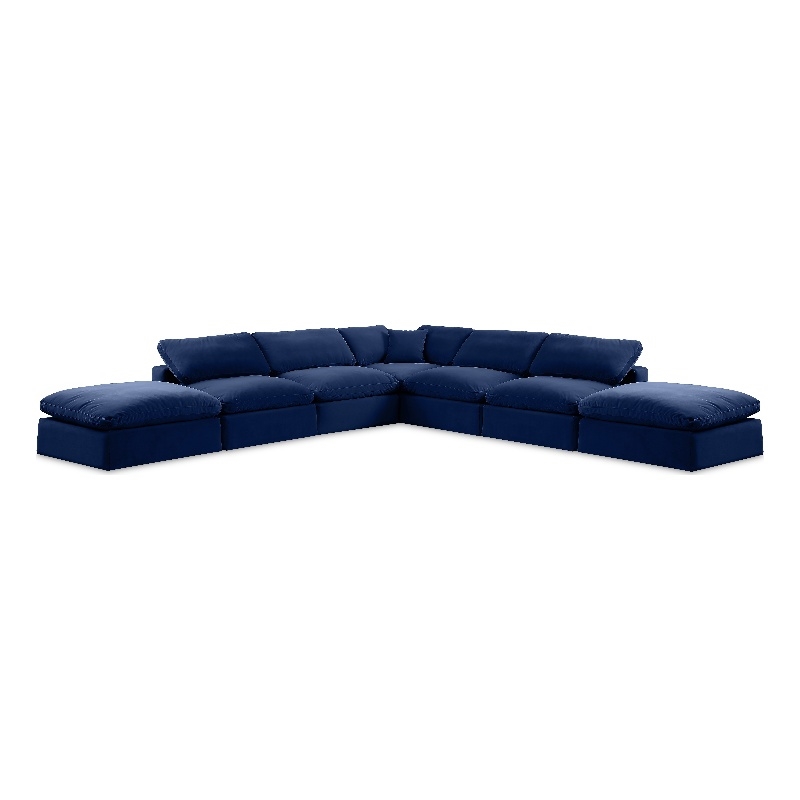 Meridian Furniture Comfy Navy Velvet 7-Pc. Modular Sectional