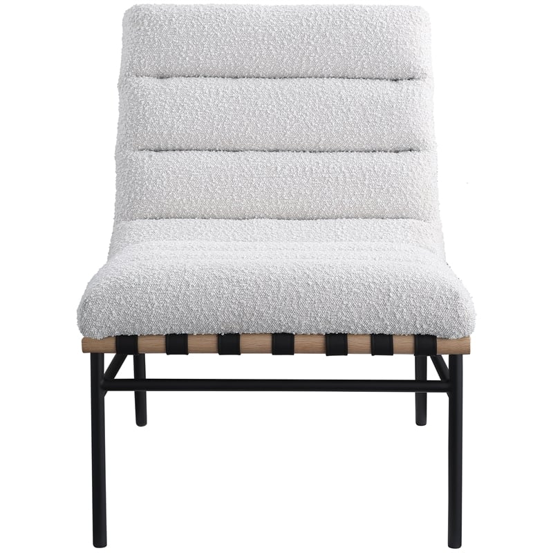 Meridian Furniture Burke Cream Boucle Fabric Accent Chair