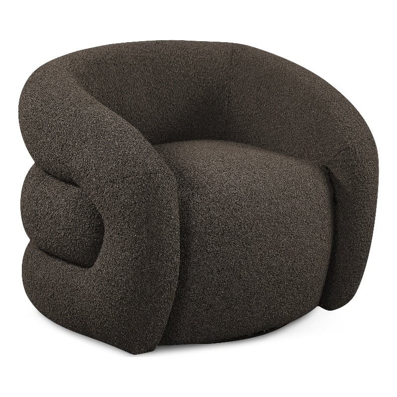 Meridian Furniture Roxbury Brown Boucle Fabric Swivel Accent Chair