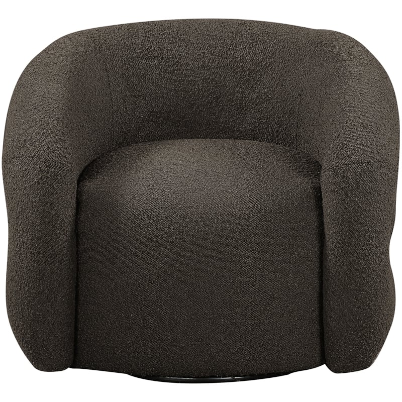 Meridian Furniture Roxbury Brown Boucle Fabric Swivel Accent Chair