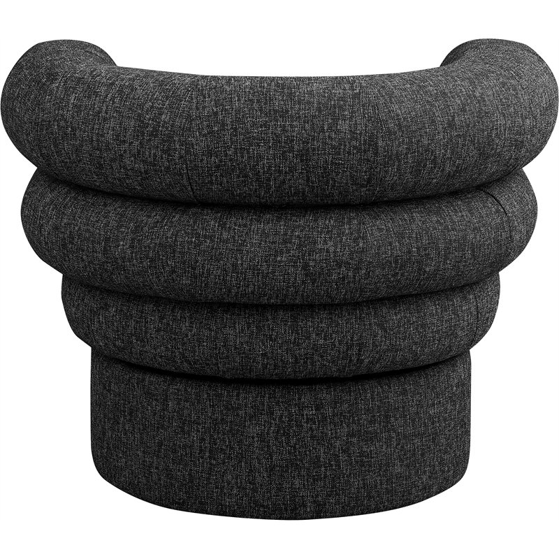 Meridian Furniture Valentina Black Linen Textured Fabric Accent Swivel Chair