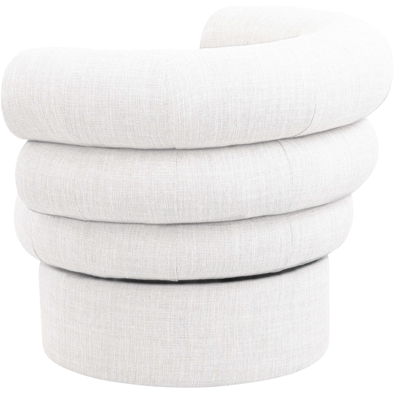 Meridian Furniture Valentina Cream Linen Textured Fabric Accent Swivel Chair