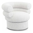Meridian Furniture Valentina Cream Linen Textured Fabric Accent Swivel Chair