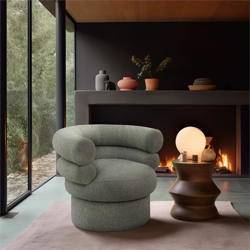 Meridian Furniture Valentina Green Linen Textured Fabric Accent Swivel Chair