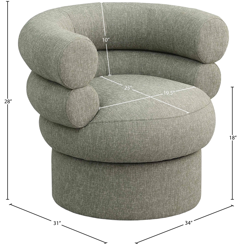 Meridian Furniture Valentina Green Linen Textured Fabric Accent Swivel Chair