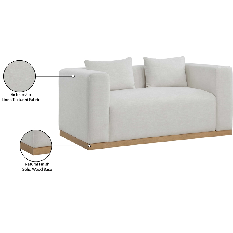 Meridian Furniture Alfie Cream Linen Textured Fabic Loveseat