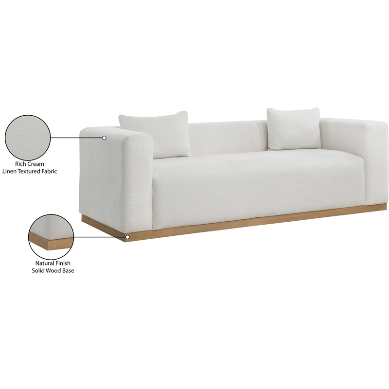 Meridian Furniture Alfie Cream Linen Textured Fabic Sofa