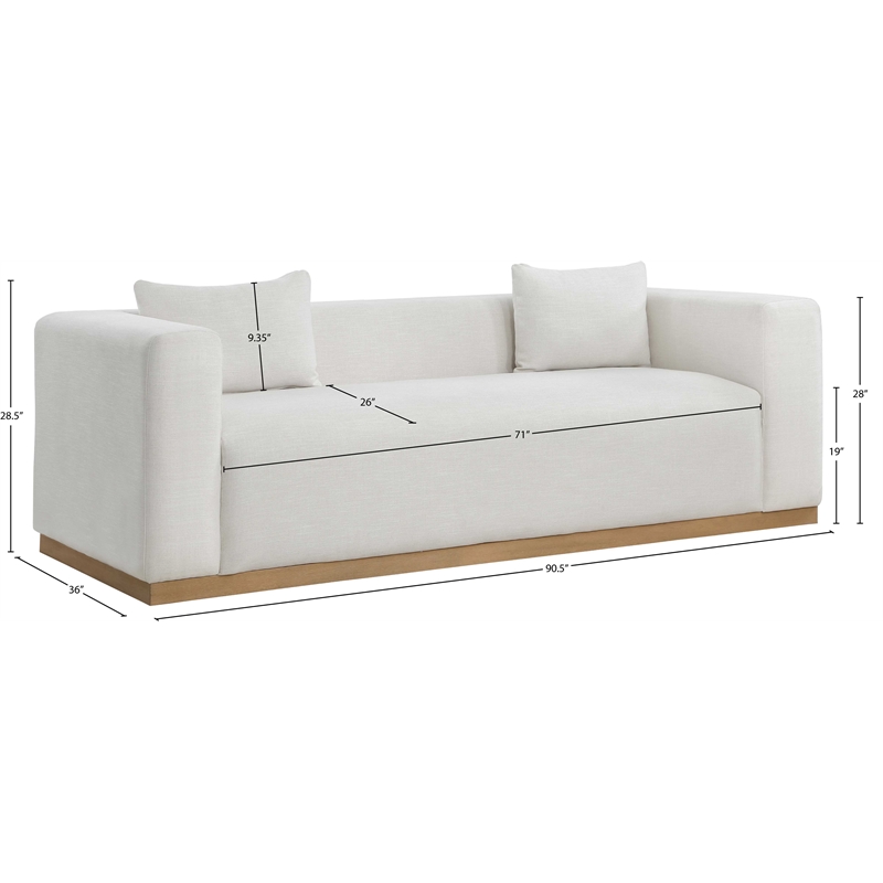 Meridian Furniture Alfie Cream Linen Textured Fabic Sofa