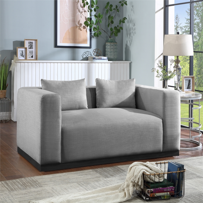 Meridian Furniture Alfie Grey Linen Textured Fabic Loveseat