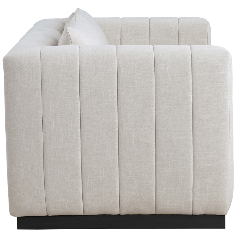 Meridian Furniture Lucia Beige Linen Textured Fabric Loveseat