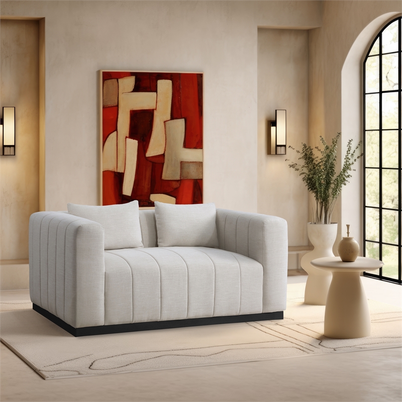 Meridian Furniture Lucia Beige Linen Textured Fabric Loveseat