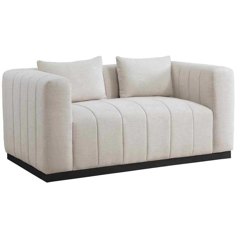 Meridian Furniture Lucia Beige Linen Textured Fabric Loveseat