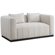 Meridian Furniture Lucia Beige Linen Textured Fabric Loveseat