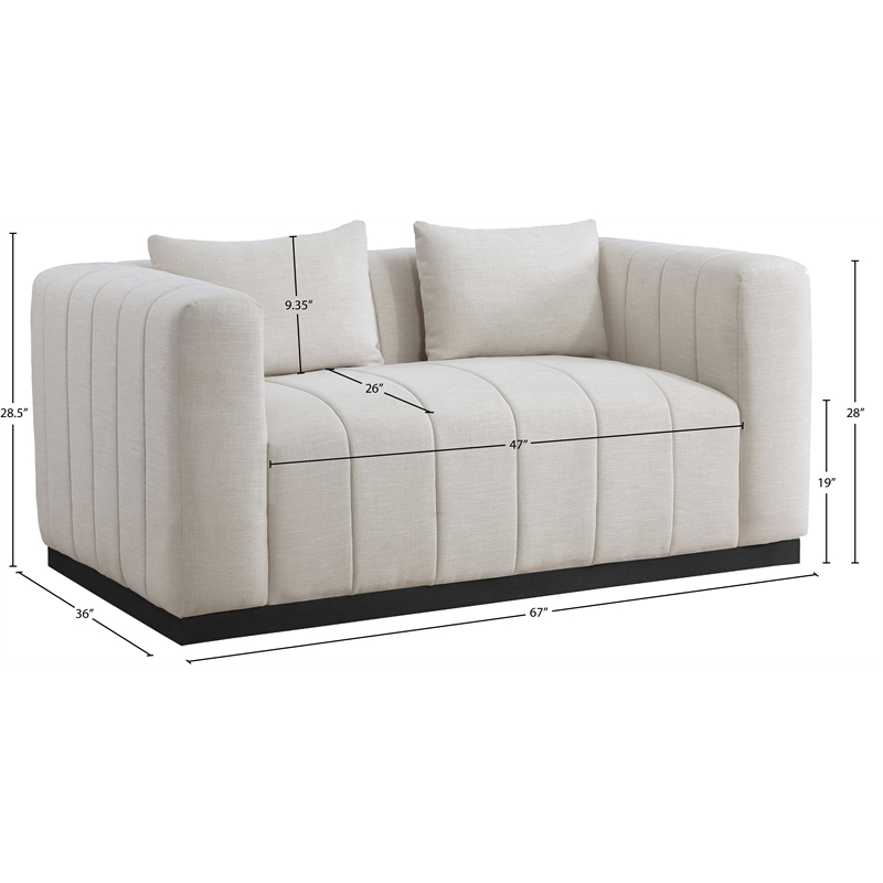Meridian Furniture Lucia Beige Linen Textured Fabric Loveseat