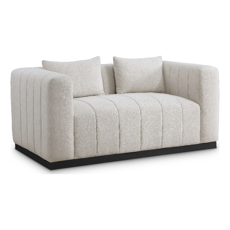 Meridian Furniture Lucia Beige Linen Textured Fabric Loveseat