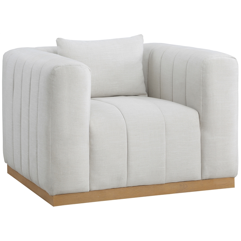 Meridian Furniture Lucia Cream Linen Textured Fabric Chair