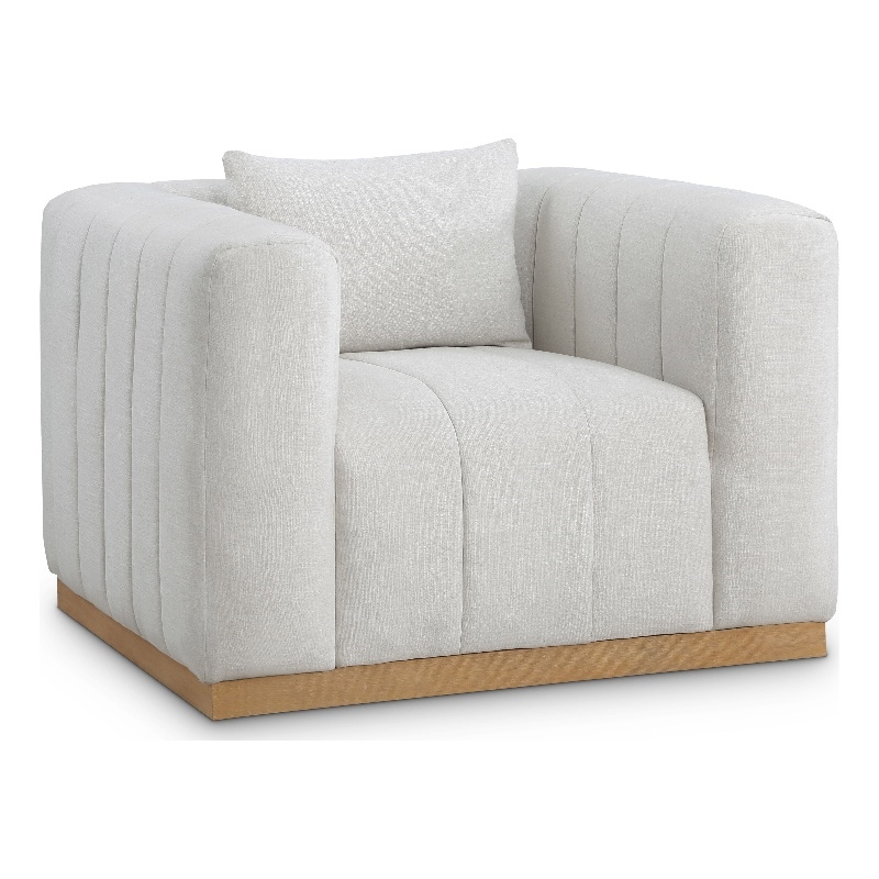 Meridian Furniture Lucia Cream Linen Textured Fabric Chair