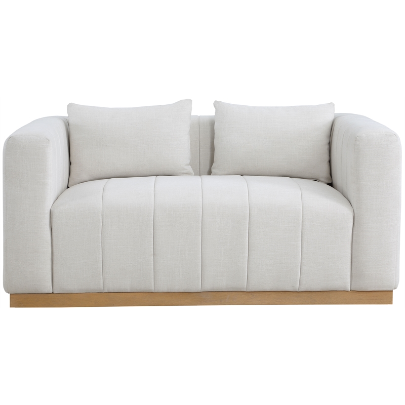 Meridian Furniture Lucia Cream Linen Textured Fabric Loveseat