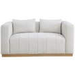 Meridian Furniture Lucia Cream Linen Textured Fabric Loveseat