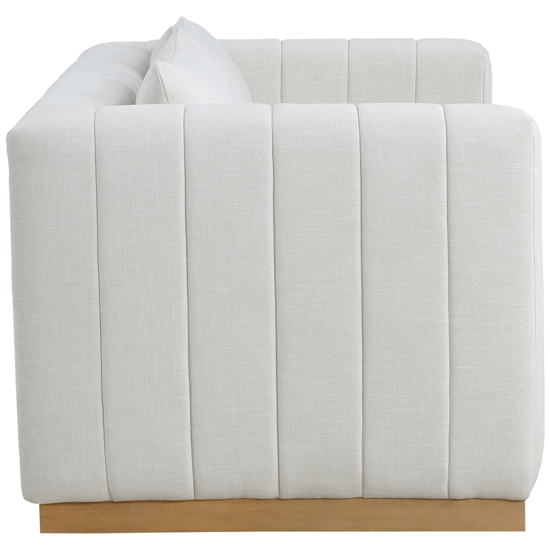 Meridian Furniture Lucia Cream Linen Textured Fabric Loveseat