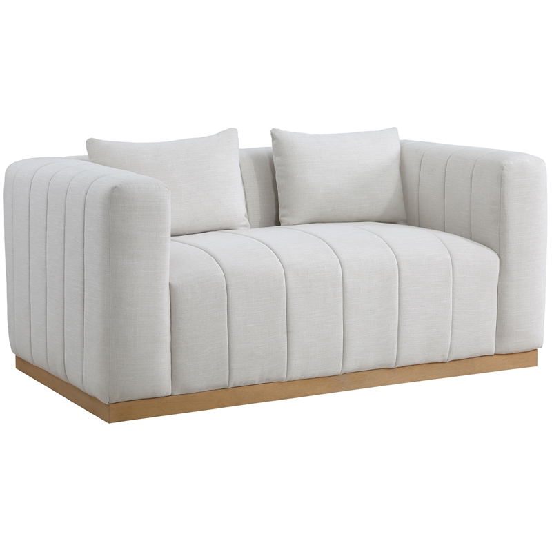 Meridian Furniture Lucia Cream Linen Textured Fabric Loveseat