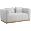 Meridian Furniture Lucia Cream Linen Textured Fabric Loveseat