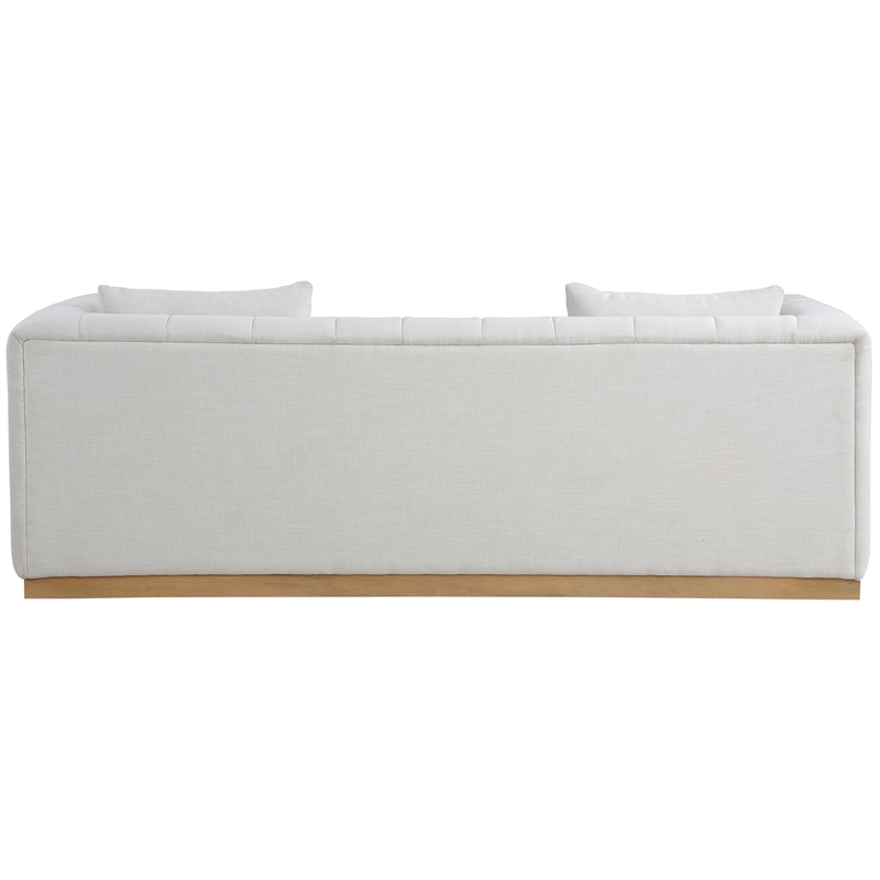 Meridian Furniture Lucia Cream Linen Textured Fabric Sofa