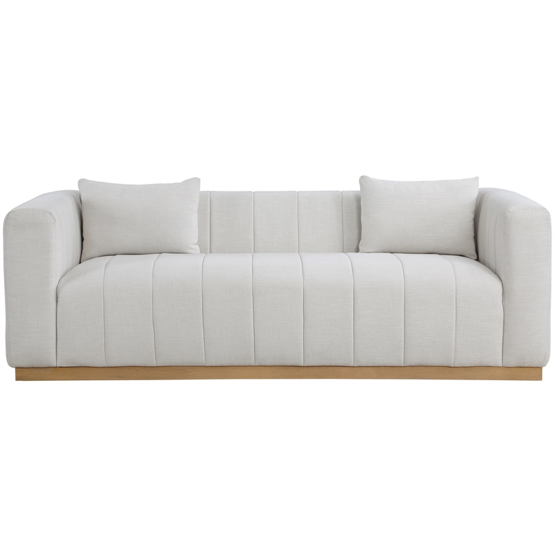 Meridian Furniture Lucia Cream Linen Textured Fabric Sofa