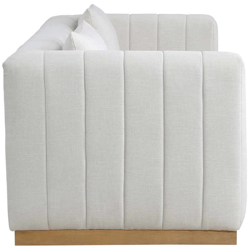 Meridian Furniture Lucia Cream Linen Textured Fabric Sofa