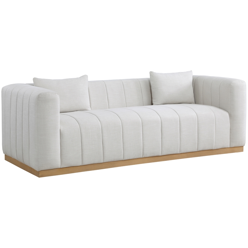 Meridian Furniture Lucia Cream Linen Textured Fabric Sofa