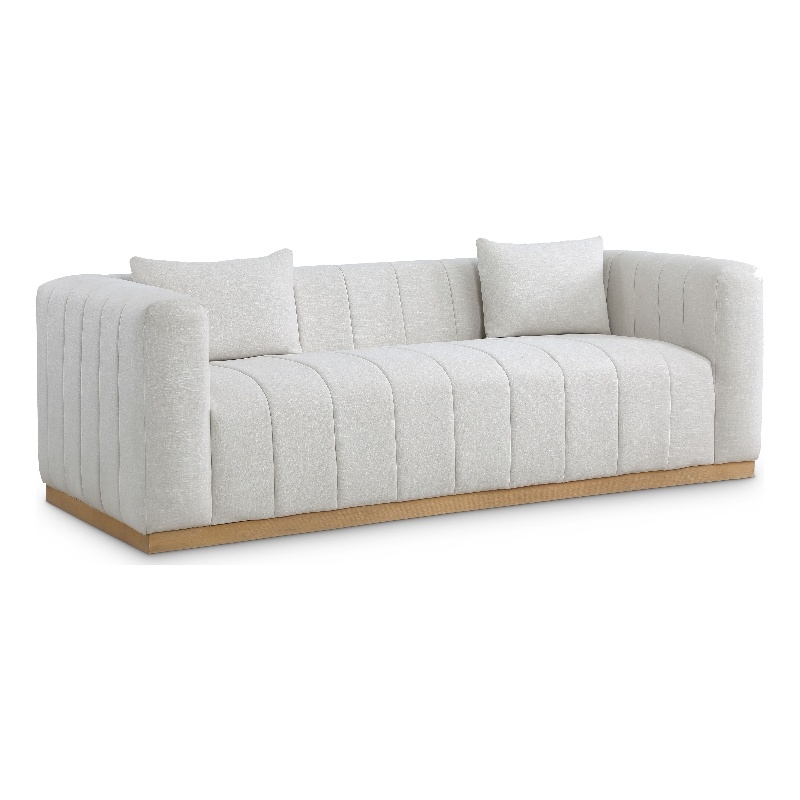 Meridian Furniture Lucia Cream Linen Textured Fabric Sofa