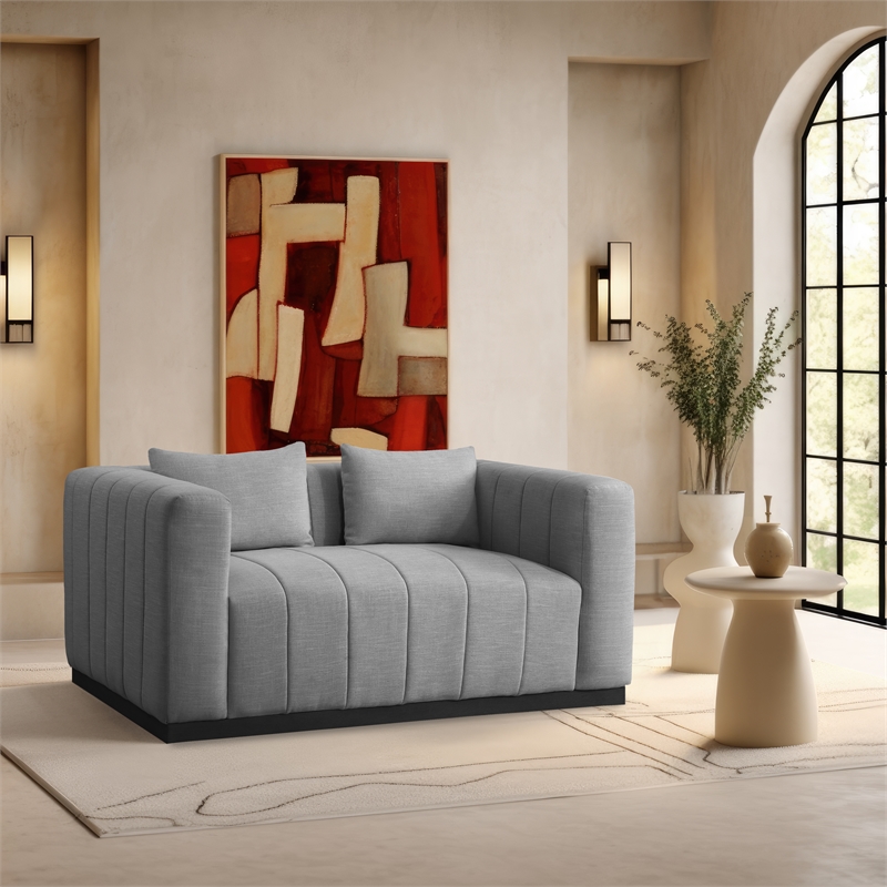 Meridian Furniture Lucia Grey Linen Textured Fabric Loveseat