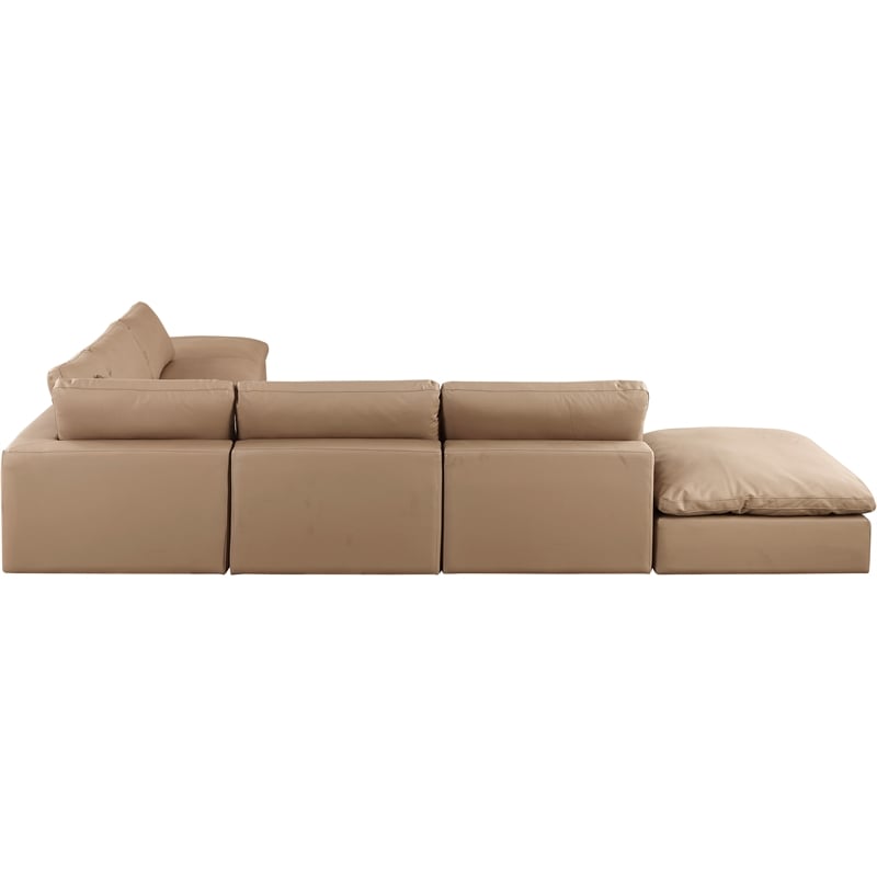 Meridian Furniture Comfy Tan Vegan Leather 7-Pc. Modular Sectional