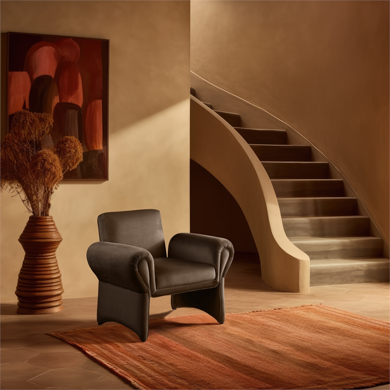Meridian Furniture Fleurette Brown Velvet Accent Chair