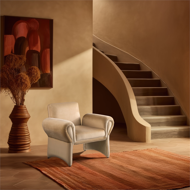 Meridian Furniture Fleurette Camel Velvet Accent Chair