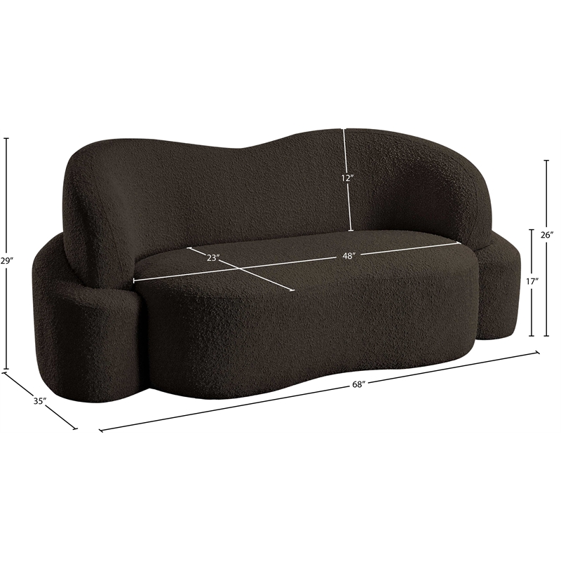 Meridian Furniture Principessa Brown Boucle Fabric Loveseat
