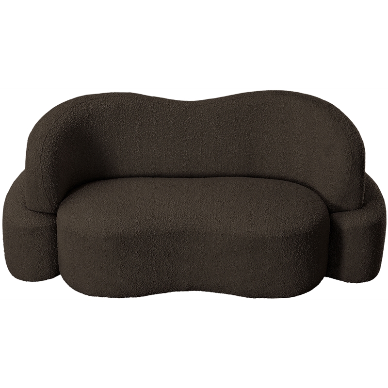 Meridian Furniture Principessa Brown Boucle Fabric Loveseat
