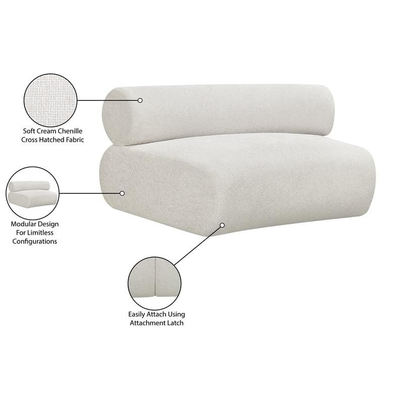 Meridian Furniture Bale Cream Chenille Fabric Modular Armless Chair
