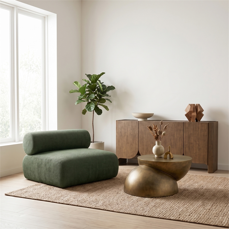 meridian furniture bale green chenille fabric modular armless chair