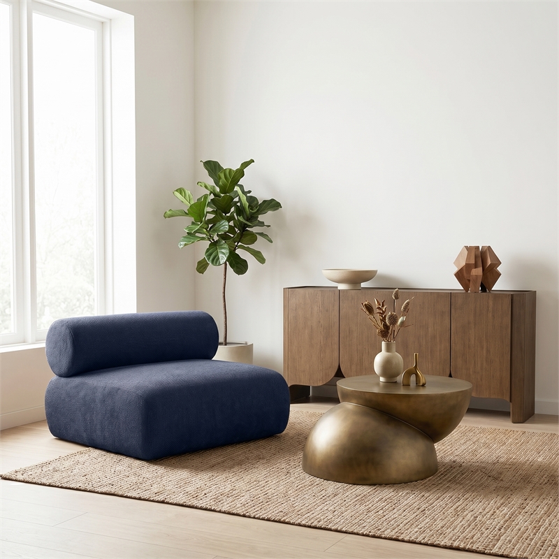 Meridian Furniture Bale Navy Chenille Fabric Modular Armless Chair